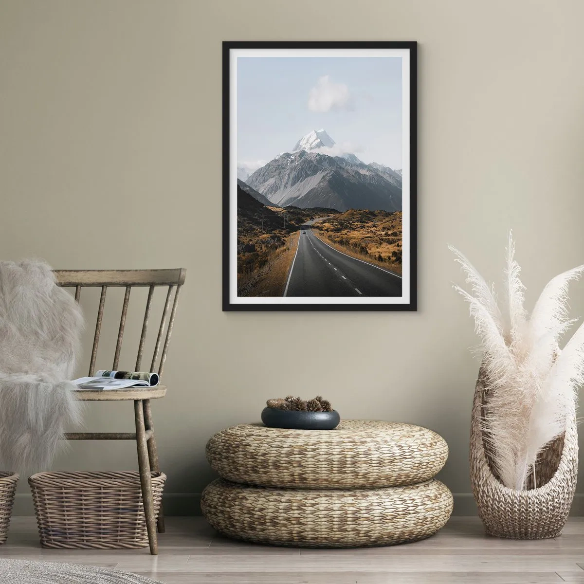 Affiche dans un cadre noir - Poster - Chemin vers le coeur de la montagne - 70x100 cm