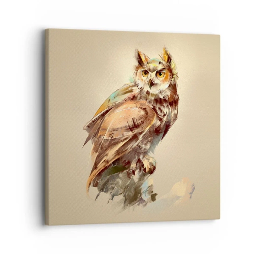 Impression sur toile - Image sur toile - Le hibou le plus intelligent - confirmera la forêt de chênes - 30x30 cm