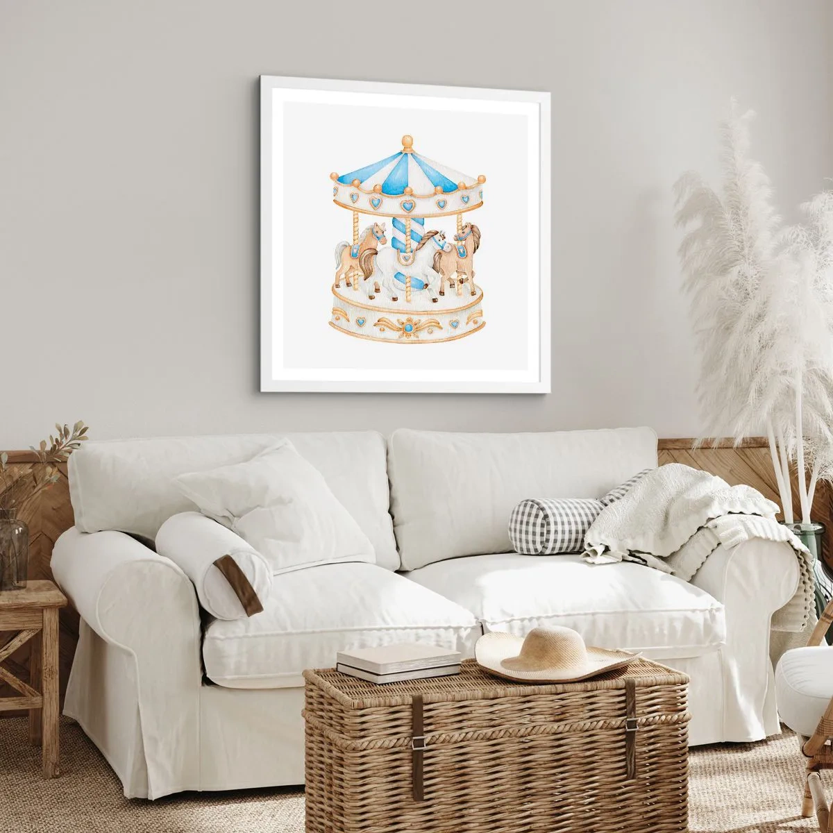 Affiche dans un cadre blanc - Poster - Douce enfance - 30x30 cm