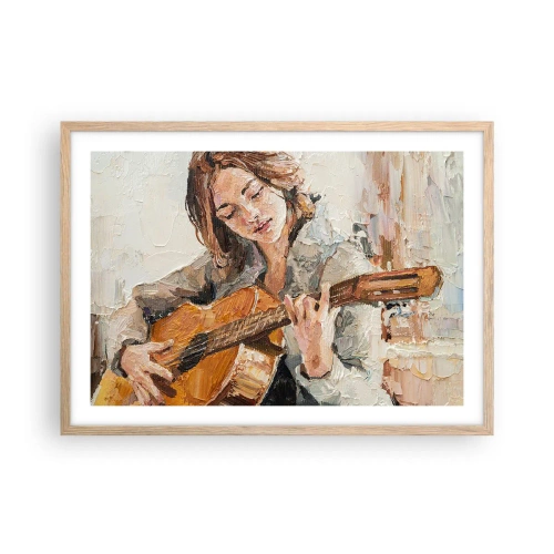 Affiche dans un chêne clair - Poster - Concerto pour guitare et coeur de fille - 70x50 cm