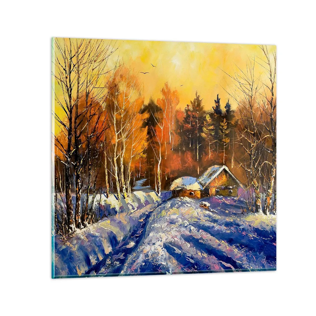 Impression sur verre - Image sur verre - Impression d'hiver au soleil - 70x70 cm