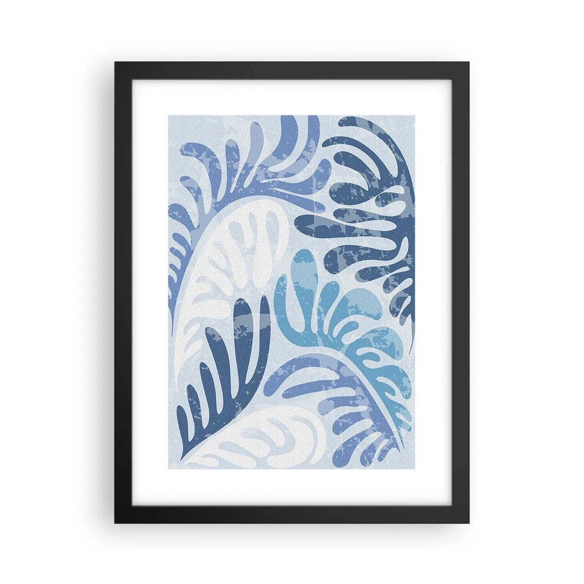 Affiche dans un cadre noir - Poster - Fougères bleues - 30x40 cm