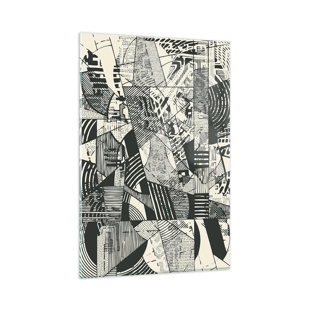 Impression sur verre - Image sur verre - Motifs géométriques abstraits dans des tons de vert sur fond clair - 80x120cm - Dynamique du modernisme - Décoration murale moderne pour le salon et la chambre ARTTOR