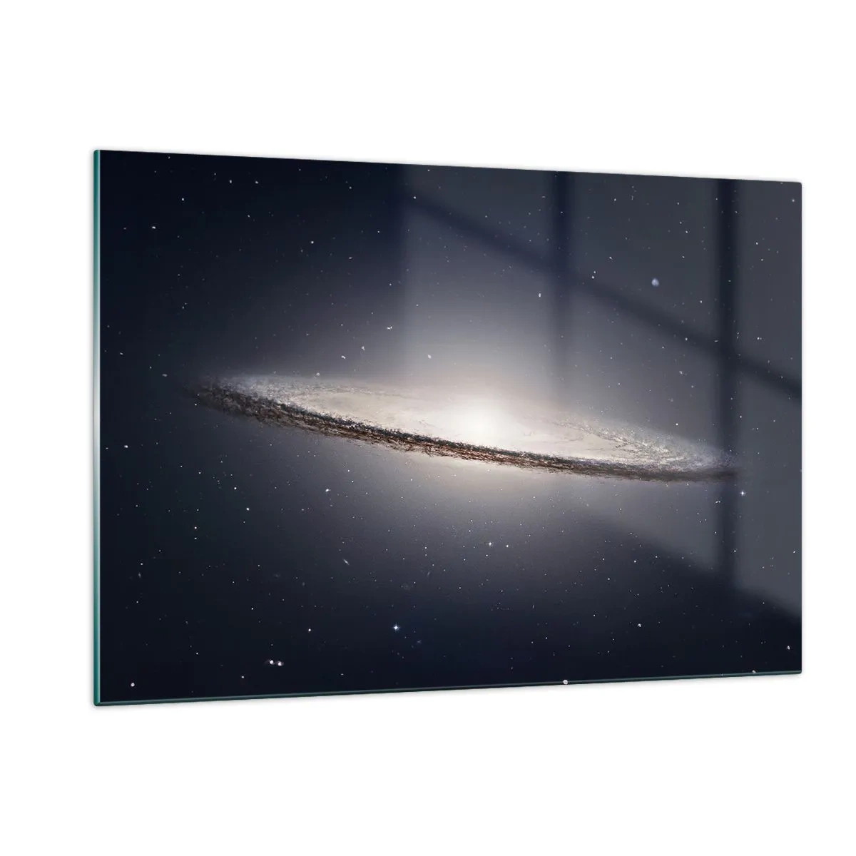 Impression sur verre - Image sur verre - Une galaxie spirale flottant dans l'espace - 120x80cm - Il y a bien longtemps, dans une galaxie très lointaine… - Décoration murale moderne pour le salon et la chambre ARTTOR