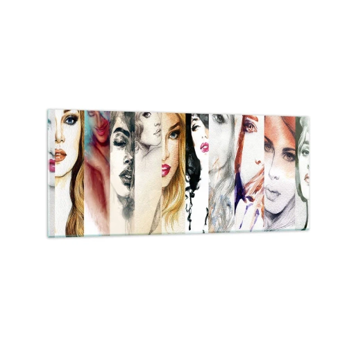Impression sur verre - Image sur verre - Une collection de portraits de femmes dans divers styles artistiques. - 120x50cm - Et c'est toujours TOI - Décoration murale moderne pour le salon et la chambre ARTTOR