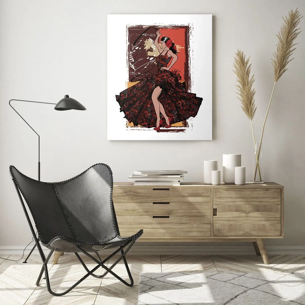 Impression sur verre - Image sur verre - Danseuse de flamenco dans une élégante robe rouge et noire - 50x70cm - Au rythme du cœur - Décoration murale moderne pour le salon et la chambre ARTTOR