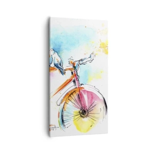 Impression sur toile - Image sur toile - À deux en vélo - 55x100 cm