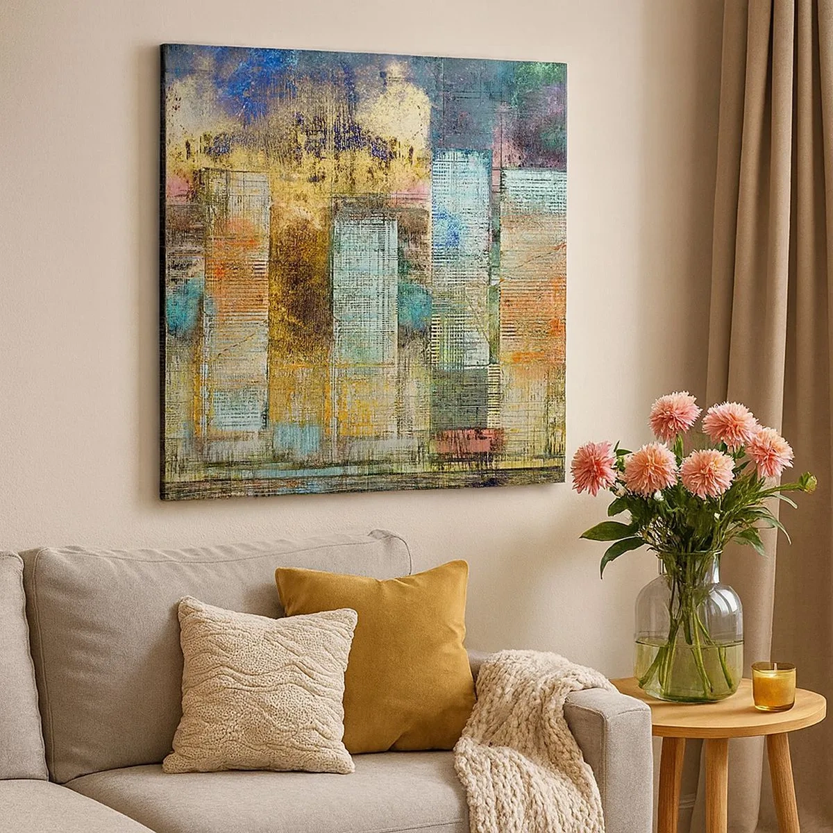 Impression sur toile - Image sur toile - Une métropole ensoleillée - 30x30 cm