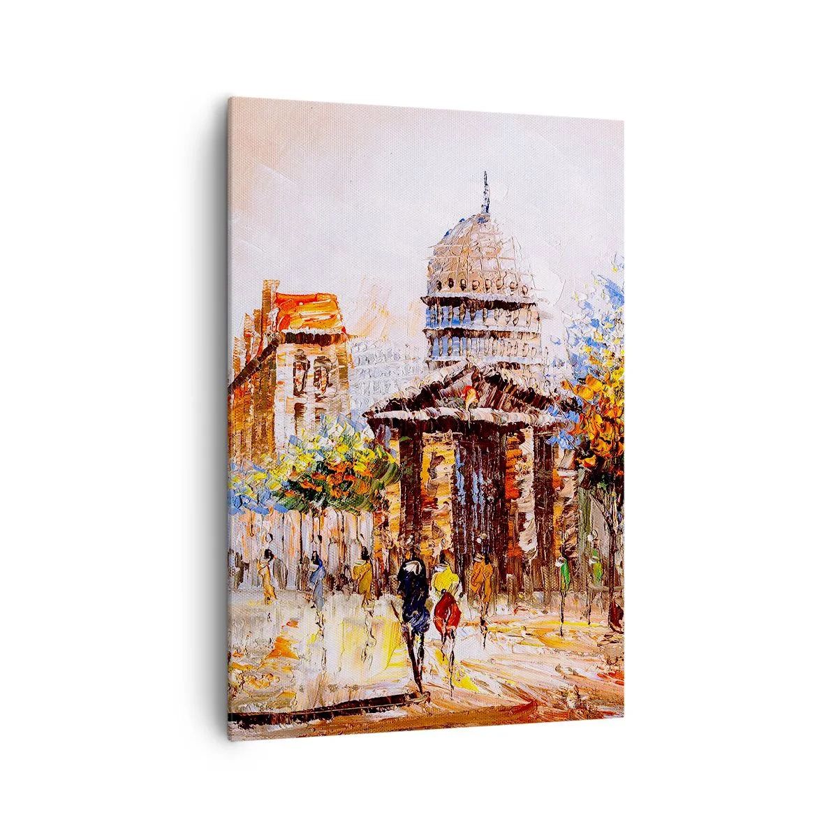 Impression sur toile - Image sur toile - Scène de ville impressionniste avec un bâtiment historique - 70x100cm - Promenade à Paris - Décoration murale moderne pour le salon et la chambre ARTTOR