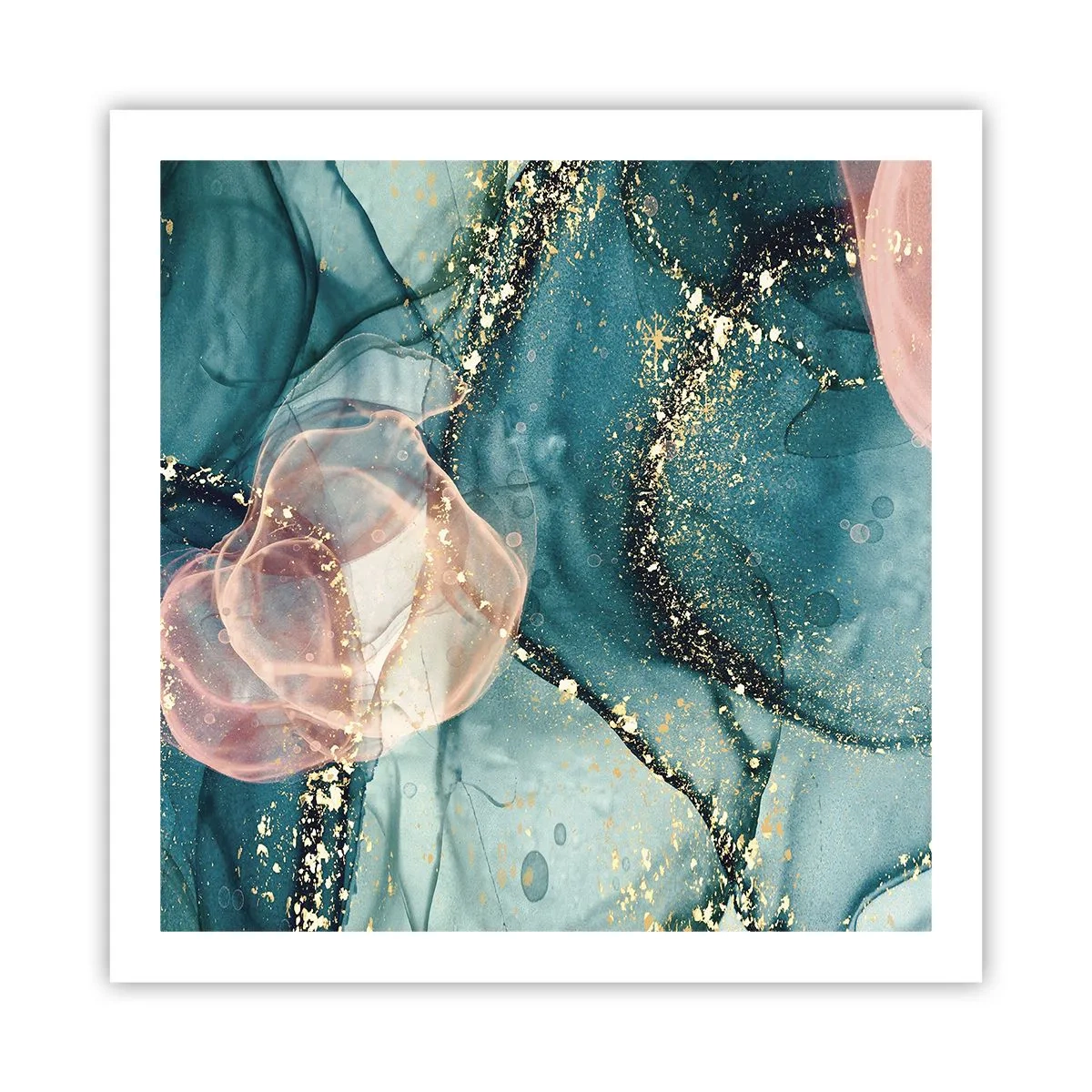 Affiche - Poster - Soie bleu, tulle rose - 60x60 cm