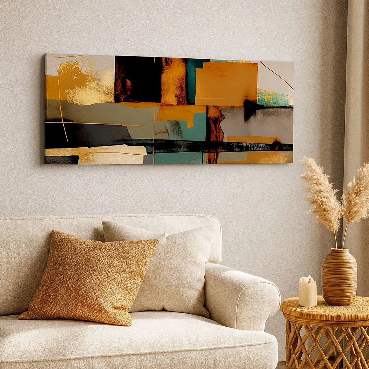 Impression sur toile - Image sur toile - Abstraction – lumière et ombre - 100x40 cm