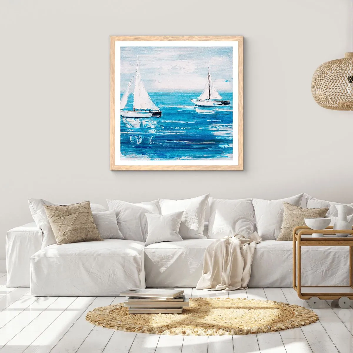 Affiche dans un chêne clair - Poster - Avec un ami à mes côtés - 60x60 cm