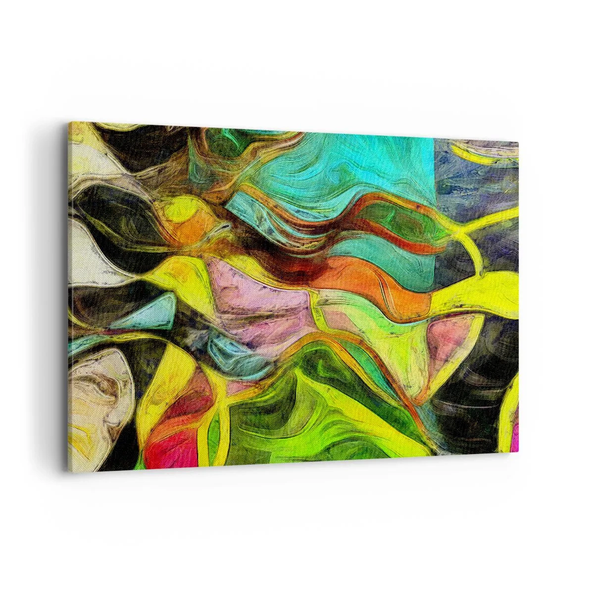 Impression sur toile - Image sur toile - Une composition abstraite avec des taches colorées et des lignes dynamiques. - 100x70cm - Le mouvement c'est la vie - Décoration murale moderne pour le salon et la chambre ARTTOR