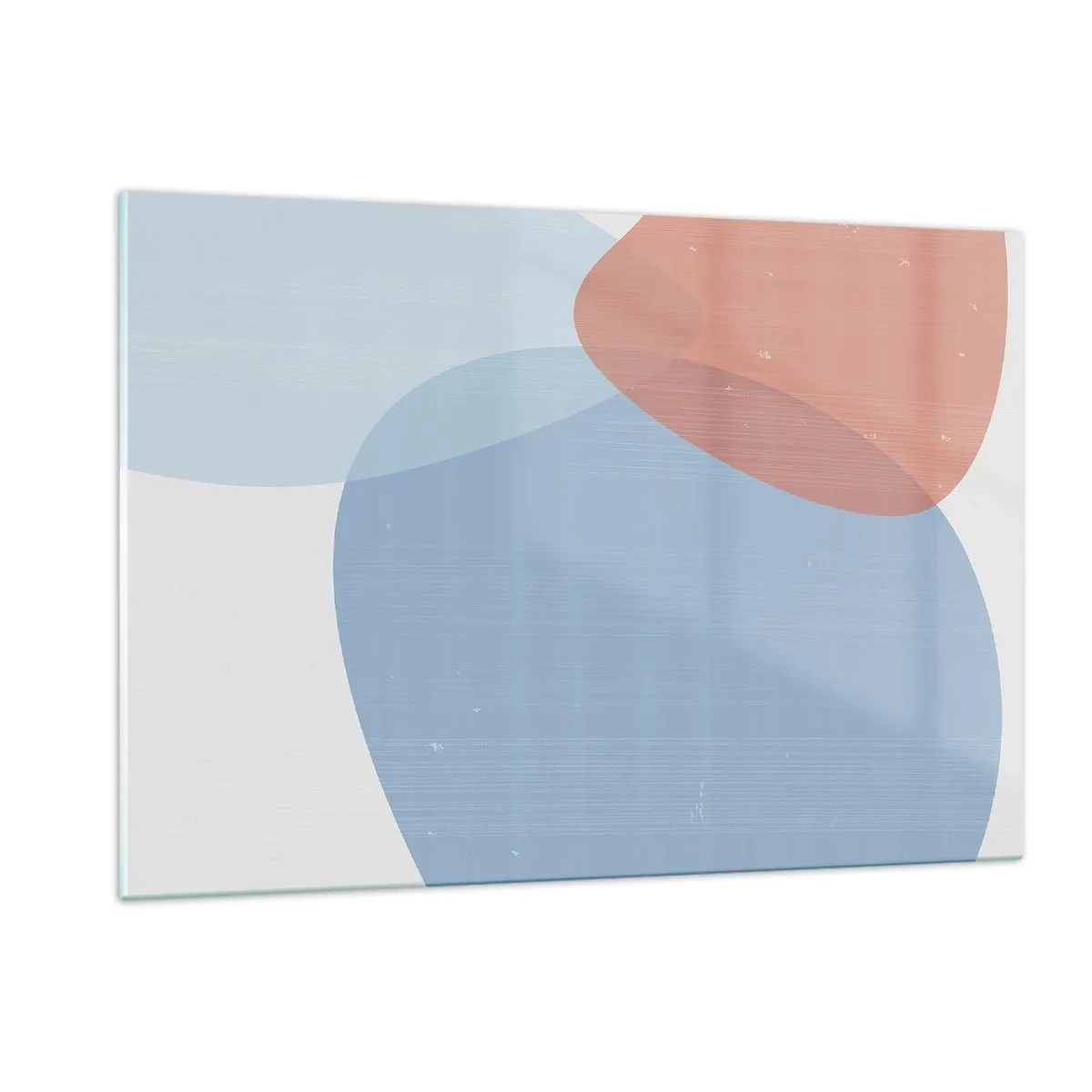 Impression sur verre - Image sur verre - Abstraction moderne avec des formes bleues et roses - 120x80cm - Relations pastel - Décoration murale moderne pour le salon et la chambre ARTTOR