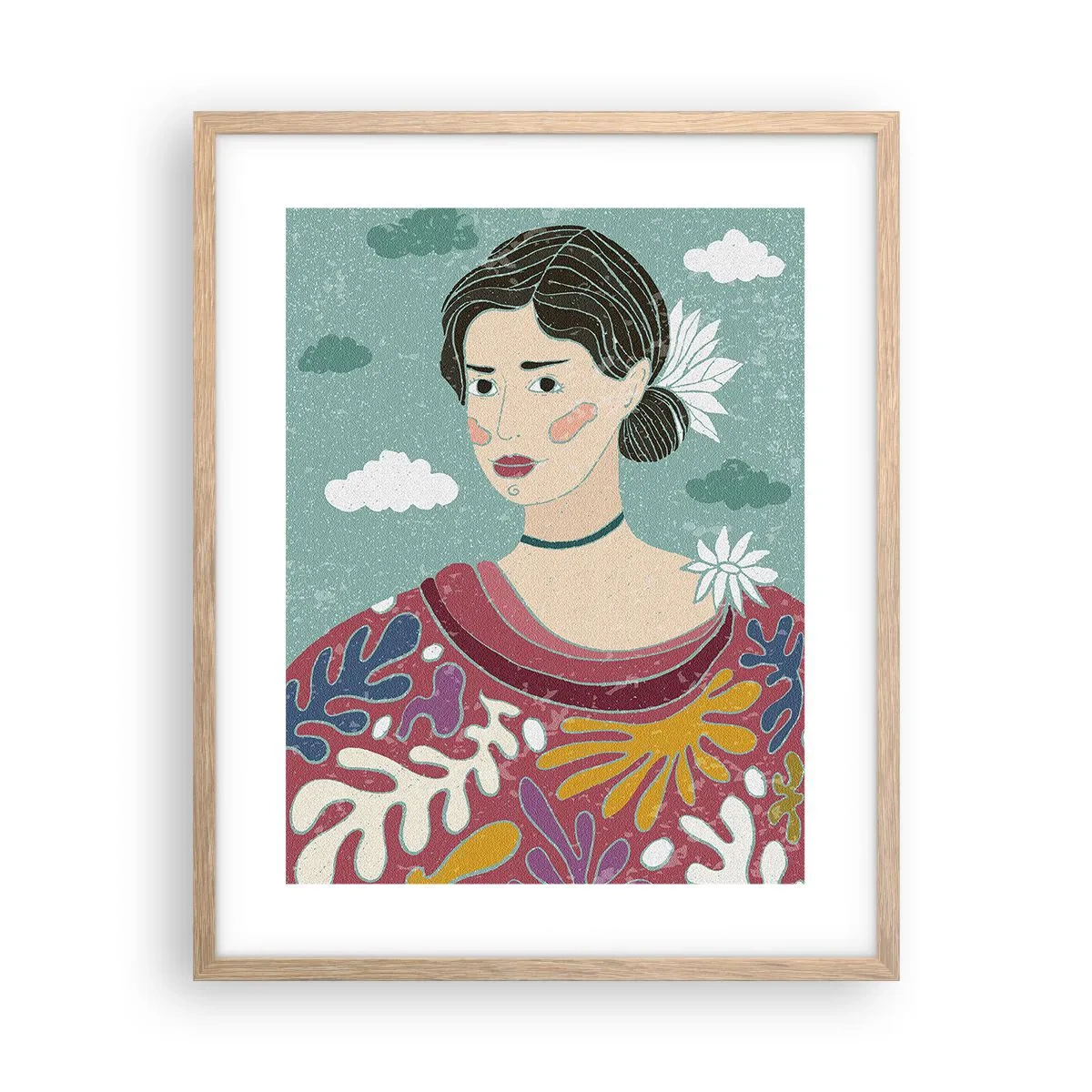 Affiche dans un chêne clair - Poster - Avec de la mélancolie dans les yeux - 40x50 cm