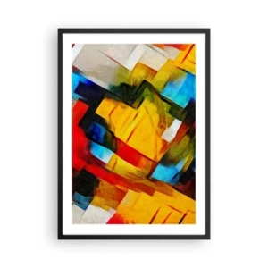 Affiche dans un cadre noir - Poster - Formes géométriques abstraites aux couleurs intenses - 50x70cm - Une superposition multicolore - Décoration murale moderne pour le salon et la chambre ARTTOR