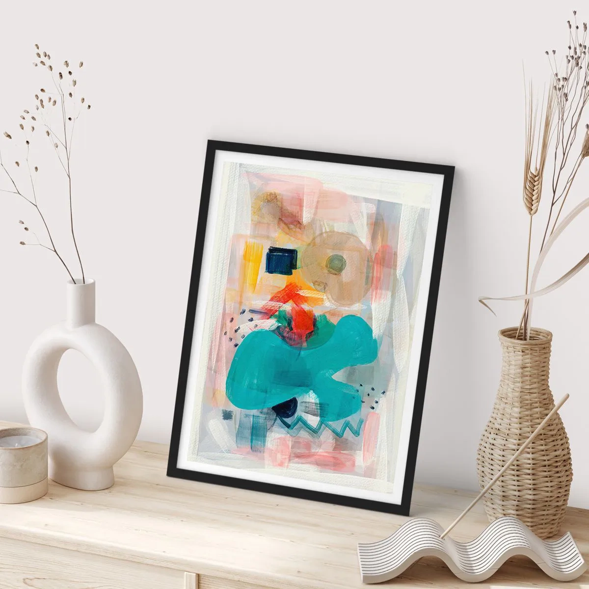 Affiche dans un cadre noir - Poster - Jeu de couleurs - 61x91 cm