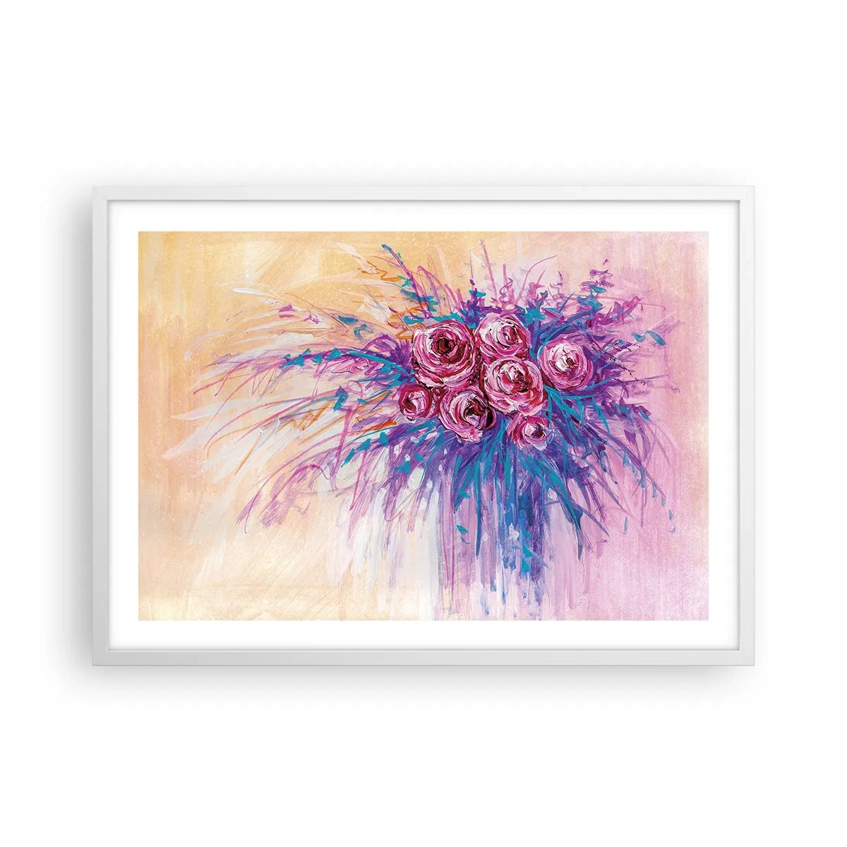 Affiche dans un cadre blanc - Poster - Fontaine aux roses - 70x50 cm