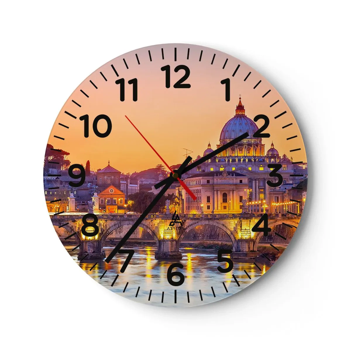 Horloge murale - Pendule murale - Coucher de soleil sur la ville éternelle - 30x30 cm