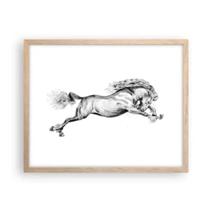 Affiche dans un chêne clair - Poster - Immortalisé au galop - 50x40 cm