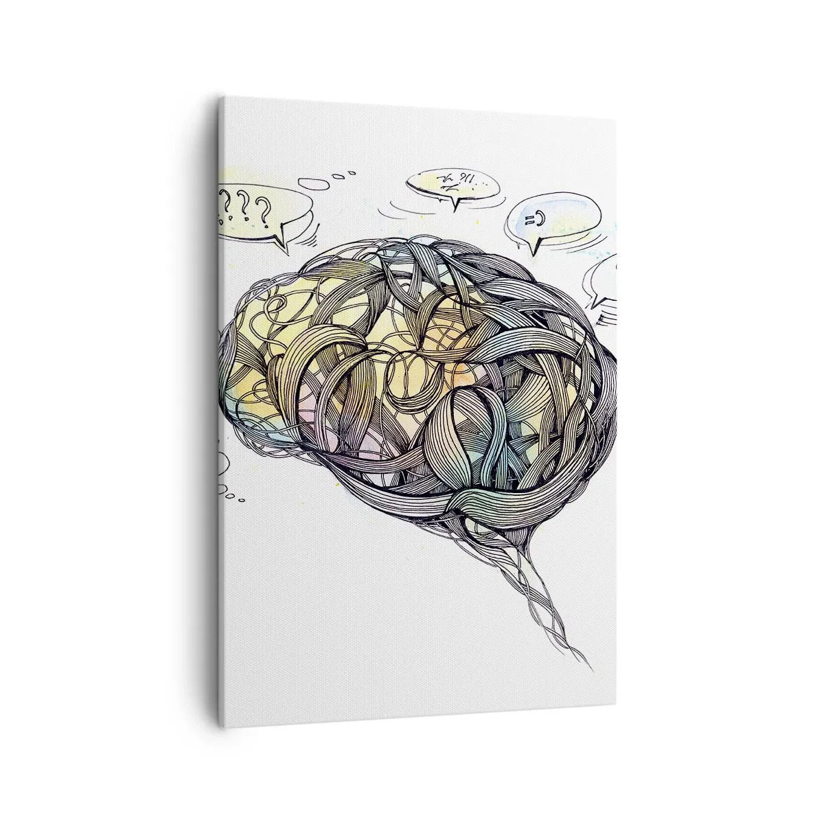 Impression sur toile - Image sur toile - Une vision artistique du cerveau avec des éléments colorés - 50x70cm - L'homme - un grand mystère - Décoration murale moderne pour le salon et la chambre ARTTOR