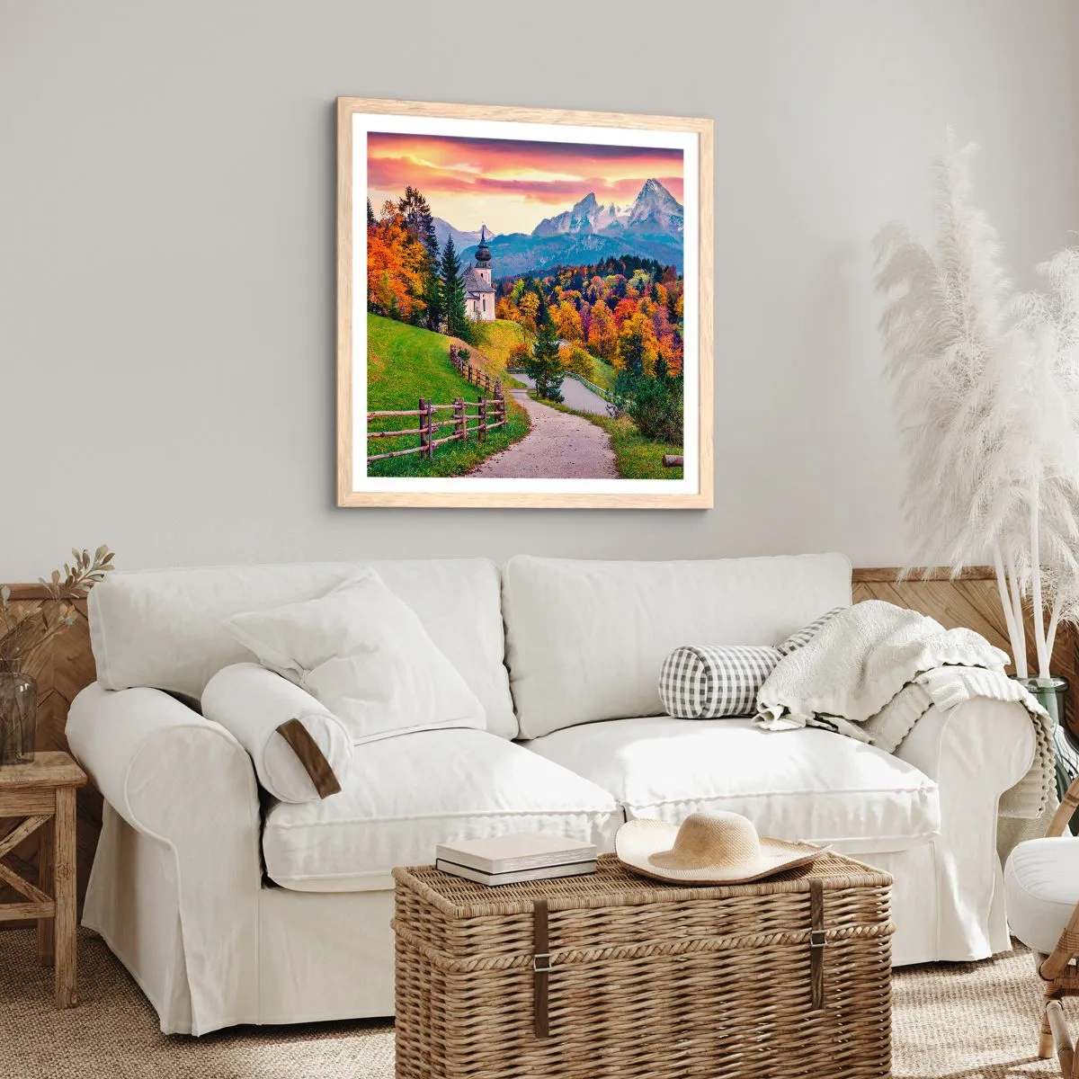 Affiche dans un chêne clair - Poster - Paysage comme peind - 60x60 cm