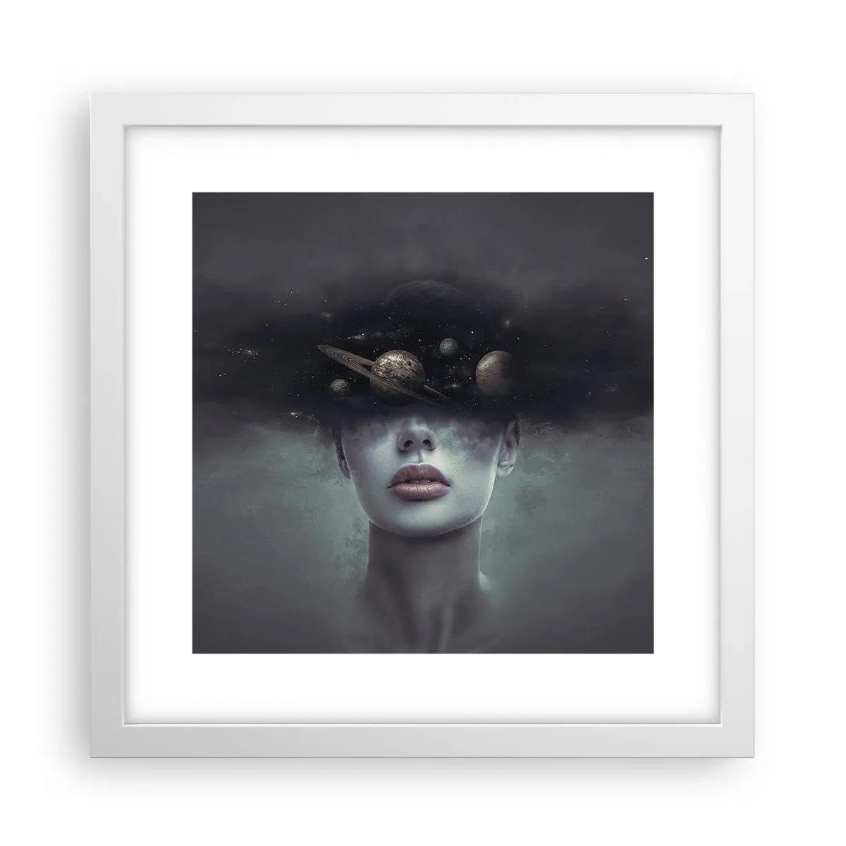 Affiche dans un cadre blanc - Poster - Et les planètes deviennent folles... - 30x30 cm