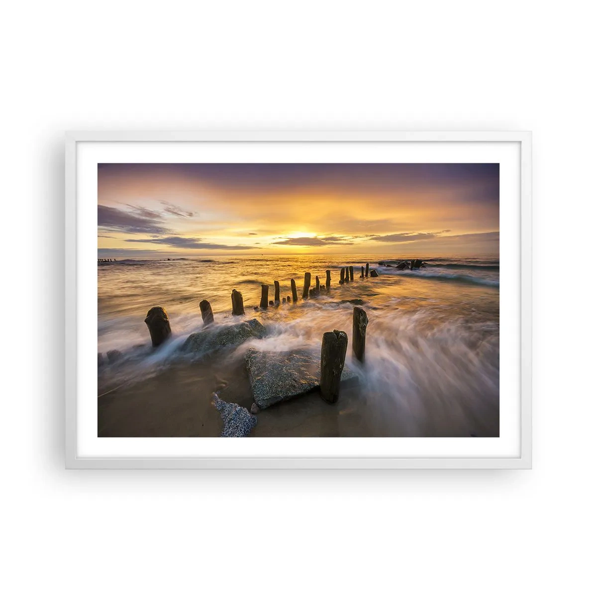 Affiche dans un cadre blanc - Poster - La beauté brute de la mer Baltique - 70x50 cm
