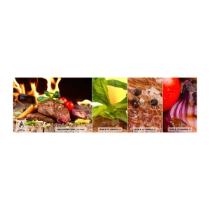 Échantillon De Papier Peint Standard Eco - Ensorcelé par la braise - La gastronomie, steak, Flammes de feu - 100x30 cm