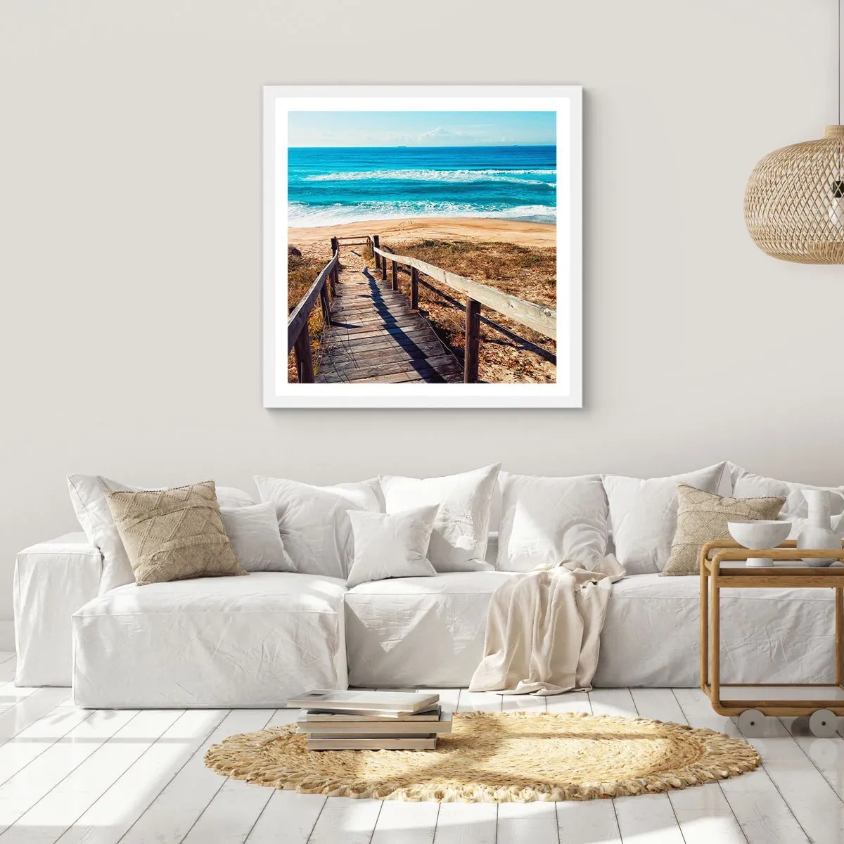 Affiche dans un cadre blanc - Poster - Cours! - 60x60 cm