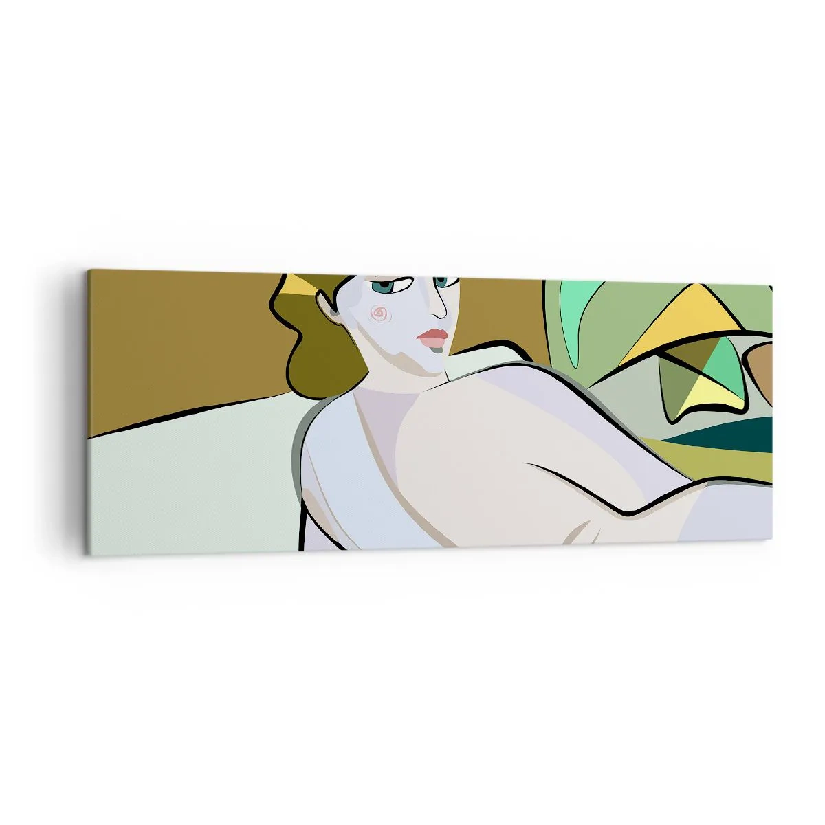 Impression sur toile - Image sur toile - Figure abstraite dans un style moderne - 140x50cm - Portrait intime - Décoration murale moderne pour le salon et la chambre ARTTOR