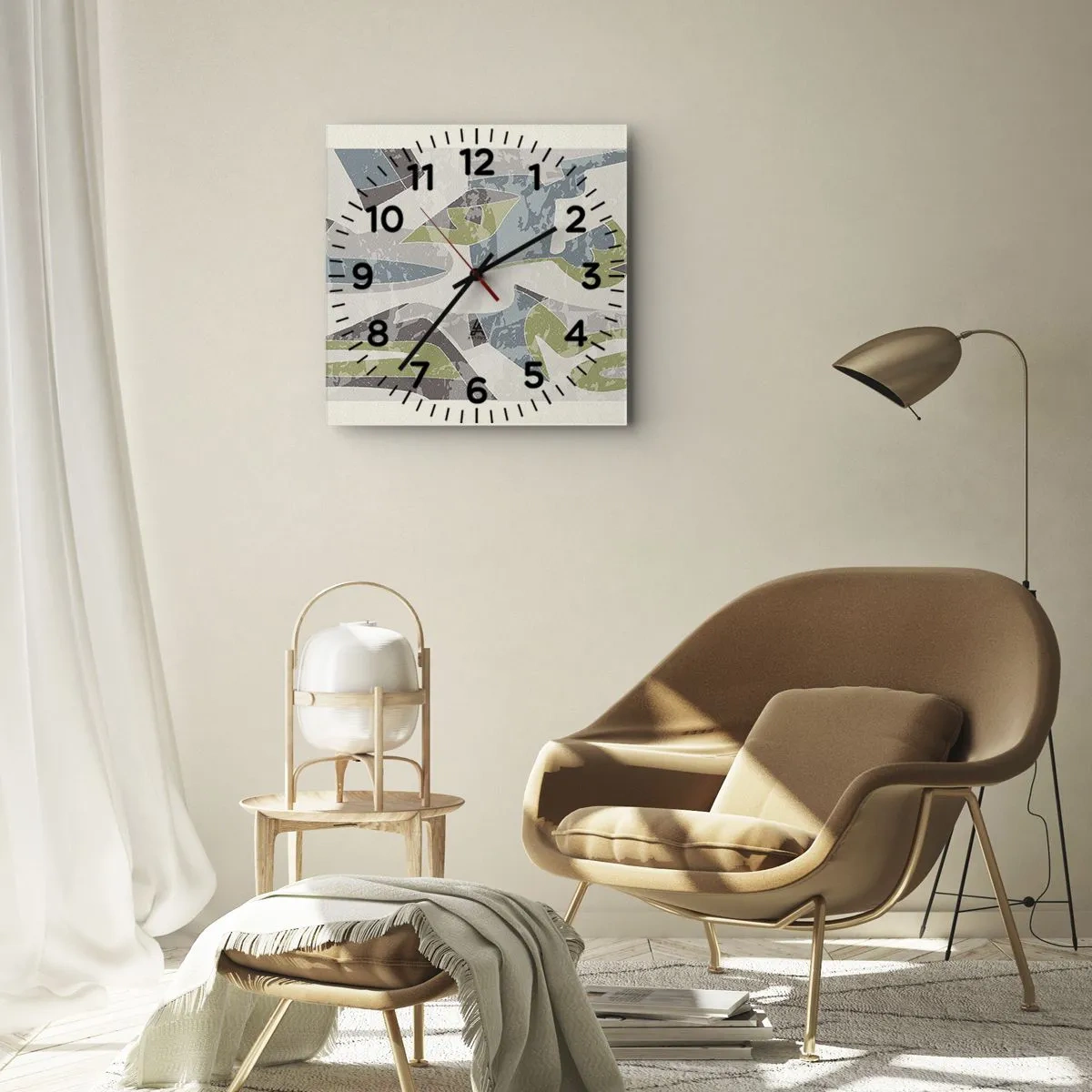 Horloge murale - Pendule murale - Composition derrière la vitre - 40x40 cm