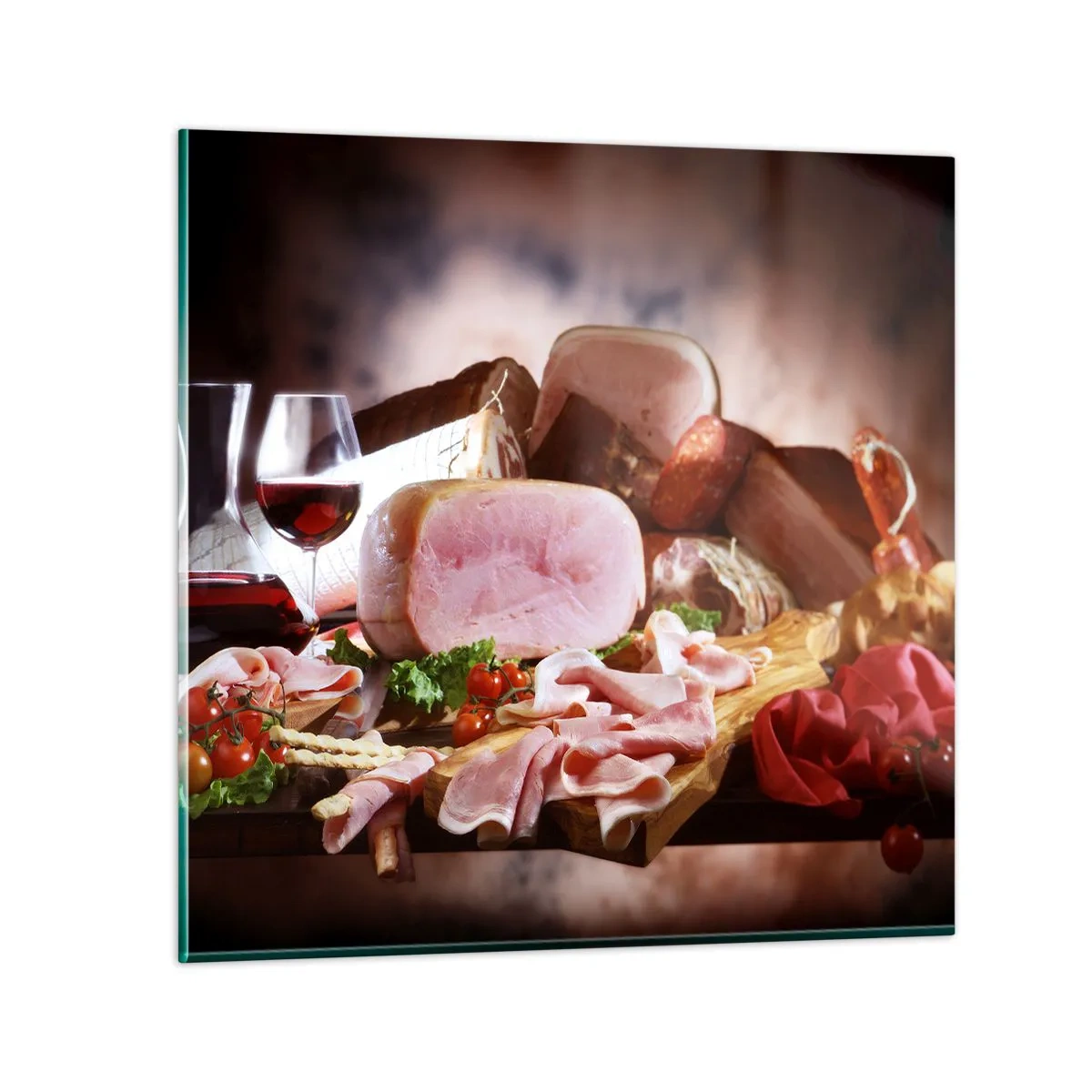 Impression sur verre - Image sur verre - Un rêve culinaire avec une carafe - 70x70 cm