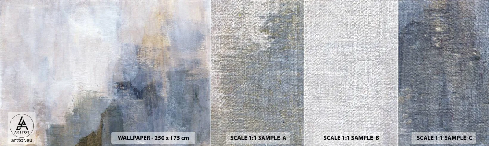 Échantillon de Papier Peint Premium Canvas - Tonalités et accords de couleur - Abstraction, Morceau, Peinture - 100x30 cm