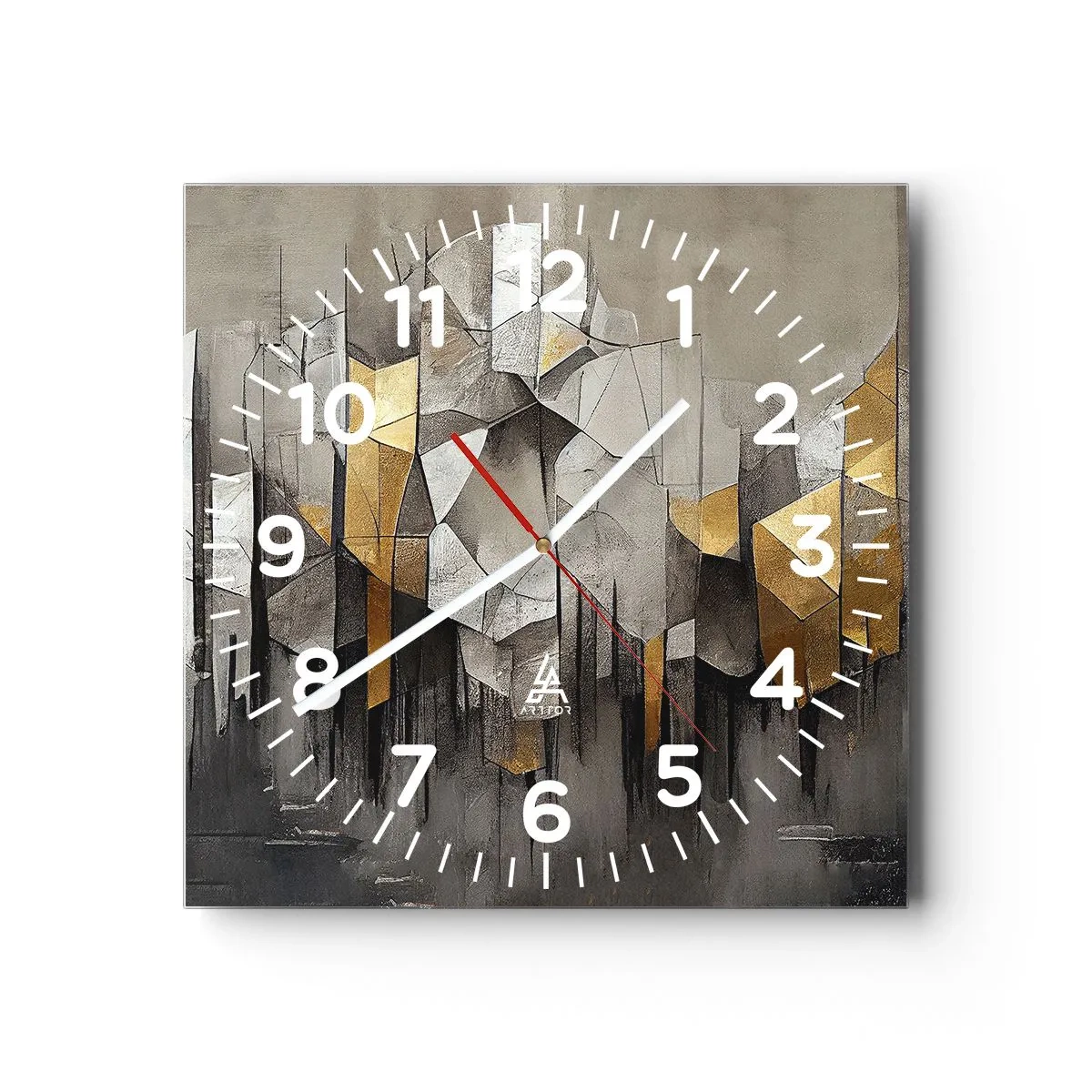 Horloge murale - Pendule murale - Composition de glace et de lumière - 40x40 cm