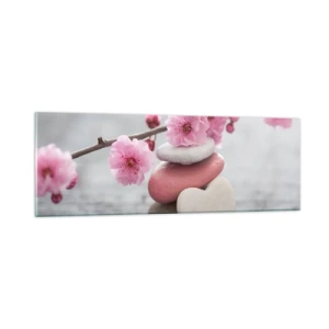 Impression sur verre - Image sur verre - Le bonheur avec une fleur de cerisier - 90x30 cm