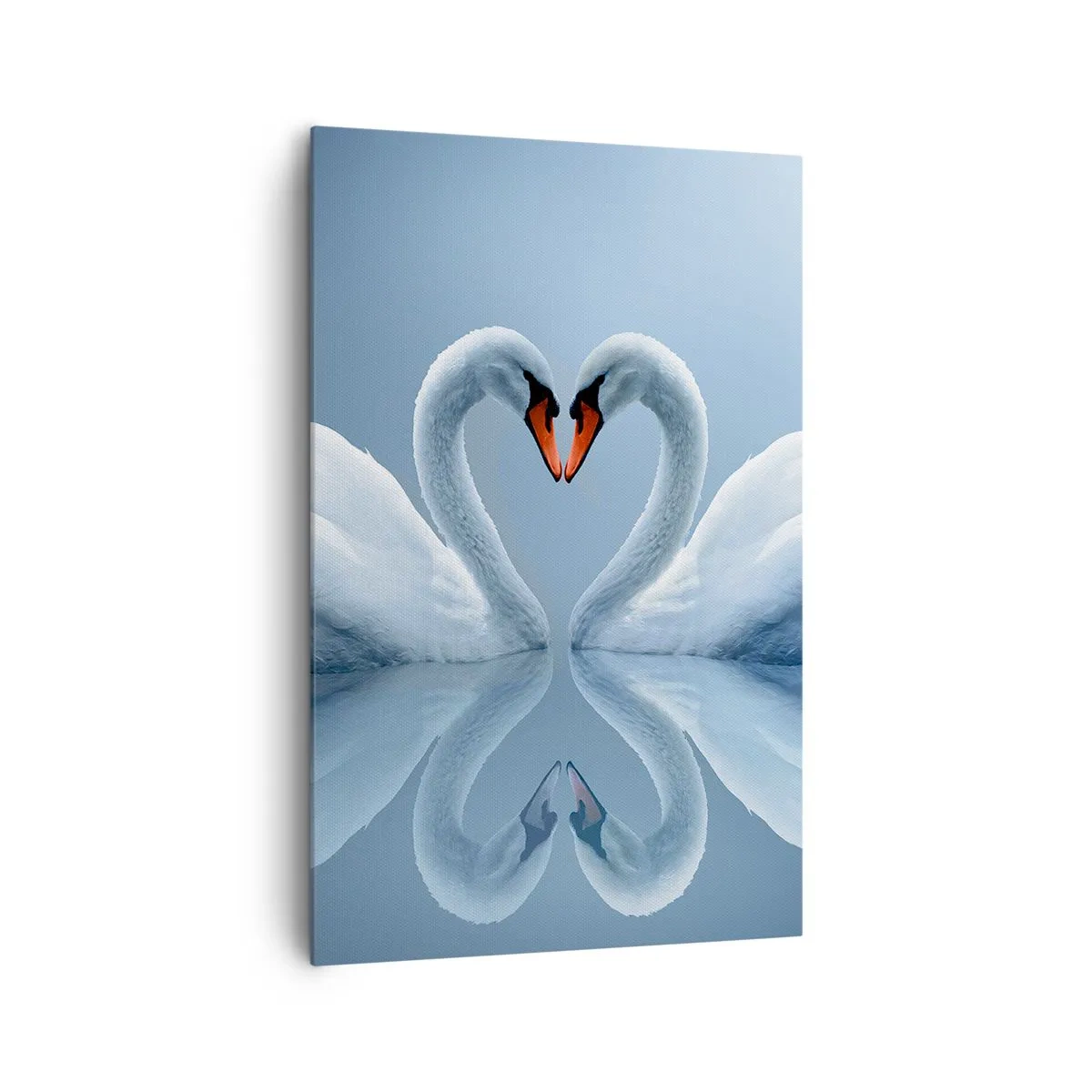 Impression sur toile - Image sur toile - Deux cygnes formant un cœur sur une surface d'eau calme - 80x120cm - Le temps de l'amour - Décoration murale moderne pour le salon et la chambre ARTTOR