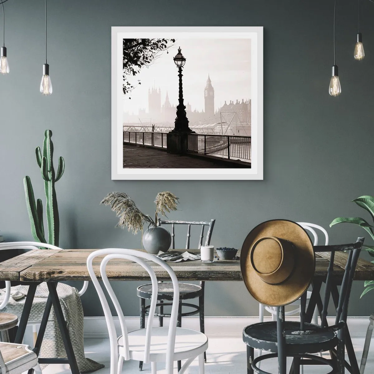 Affiche dans un cadre blanc - Poster - Un matin londonien - 40x40 cm