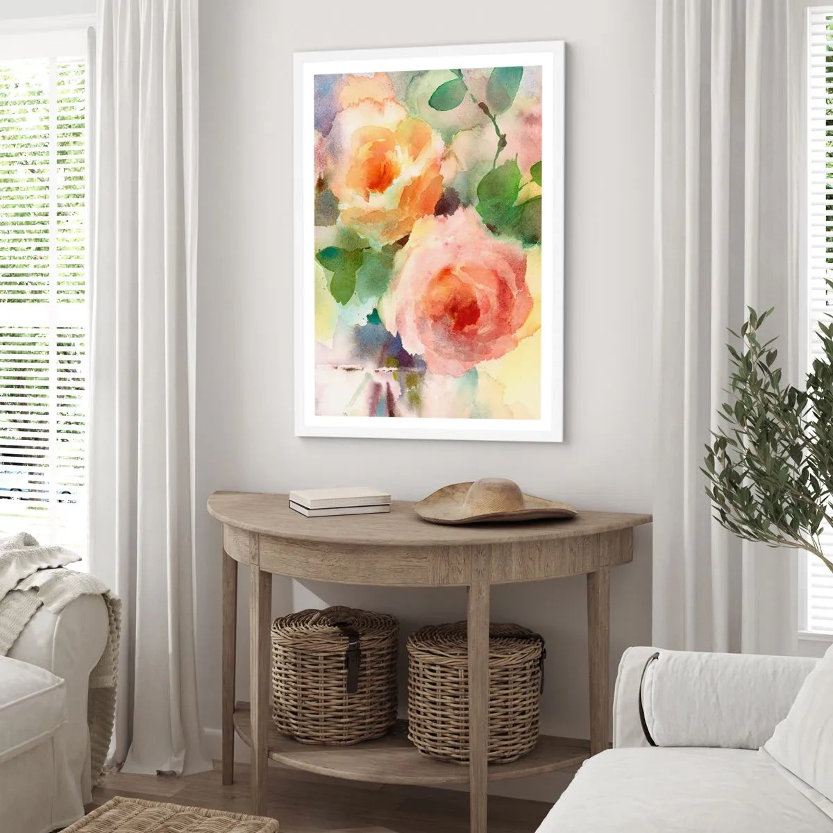 Affiche dans un cadre blanc - Poster - Délicat comme l'aquarelle - 30x40 cm