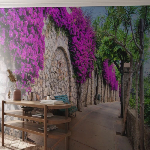 Papier peint sur mesure Premium Sand - Rencontrons-nous au plus vite - Ville, Fleurs, Italie