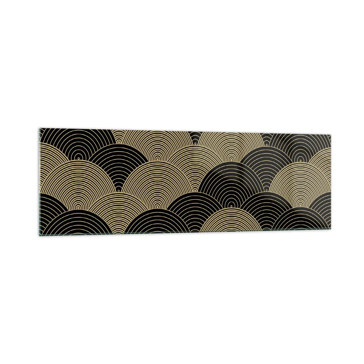 Impression sur verre - Image sur verre - Motif Art Déco avec demi-cercles et lignes dorées - 160x50cm - Unité dans la multiplicité - Décoration murale moderne pour le salon et la chambre ARTTOR
