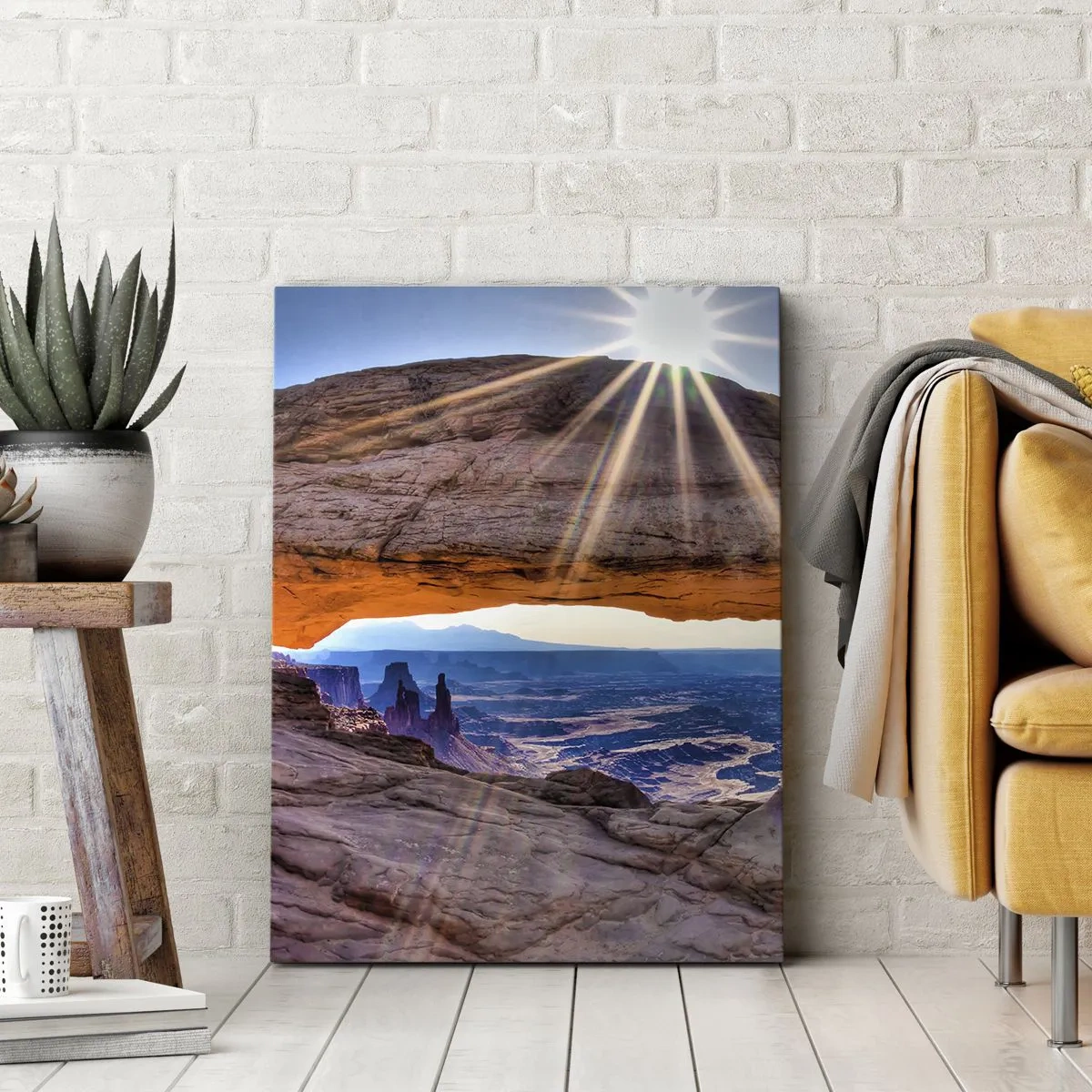 Impression sur toile - Image sur toile - Arche rocheuse surplombant le canyon au lever du soleil - 80x120cm - Par la porte rocheuse - Décoration murale moderne pour le salon et la chambre ARTTOR