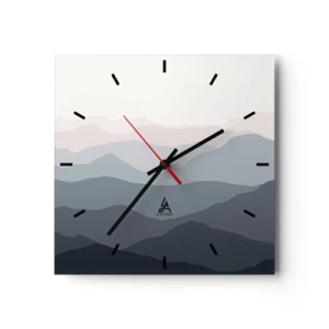Horloge murale - Pendule murale - Subtiles couches de montagne dans des tons de gris et de bleu - 30x30cm - Vagues de montagnes - Décoration murale moderne pour le salon et la chambre ARTTOR