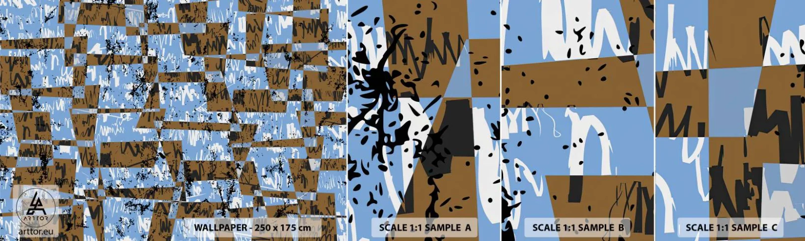 Échantillon De Papier Peint Standard Eco - Une découpe non humaine - Abstraction, Morceau, Modèle moderne - 100x30 cm