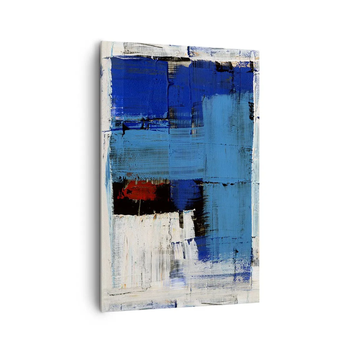 Impression sur toile - Image sur toile - Composition abstraite dans les tons de bleu et de blanc - 80x120cm - Secret de bleu - Décoration murale moderne pour le salon et la chambre ARTTOR