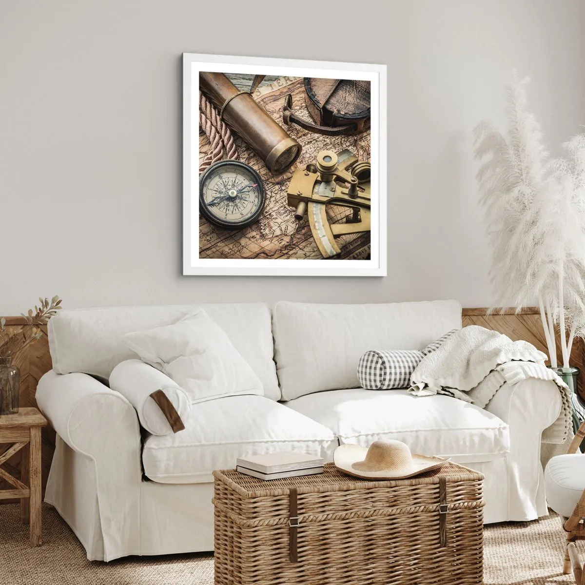 Affiche dans un cadre blanc - Poster - Fixer un cap - 40x40 cm