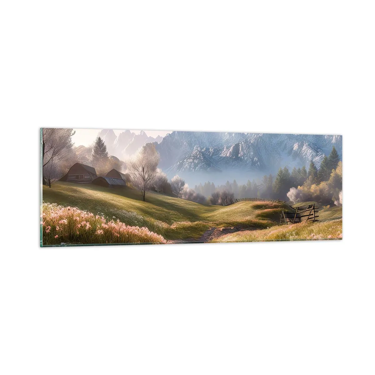 Impression sur verre - Image sur verre - Vallée idyllique - 90x30 cm