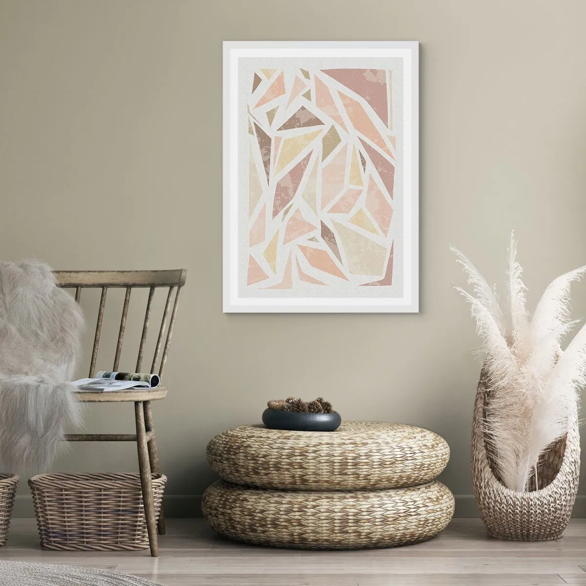 Affiche dans un cadre blanc - Poster - Composition de vitraux - 70x100 cm