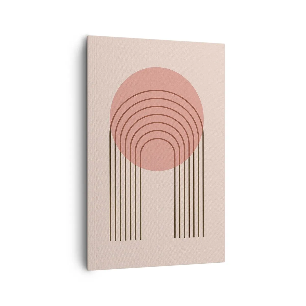 Impression sur toile - Image sur toile - Motif abstrait avec cercle et lignes roses - 80x120cm - Attraction irrésistible - Décoration murale moderne pour le salon et la chambre ARTTOR