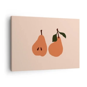 Impression sur toile - Image sur toile - Une illustration minimaliste de deux poires sur fond beige. - 70x50cm - La douceur elle-même - Décoration murale moderne pour le salon et la chambre ARTTOR